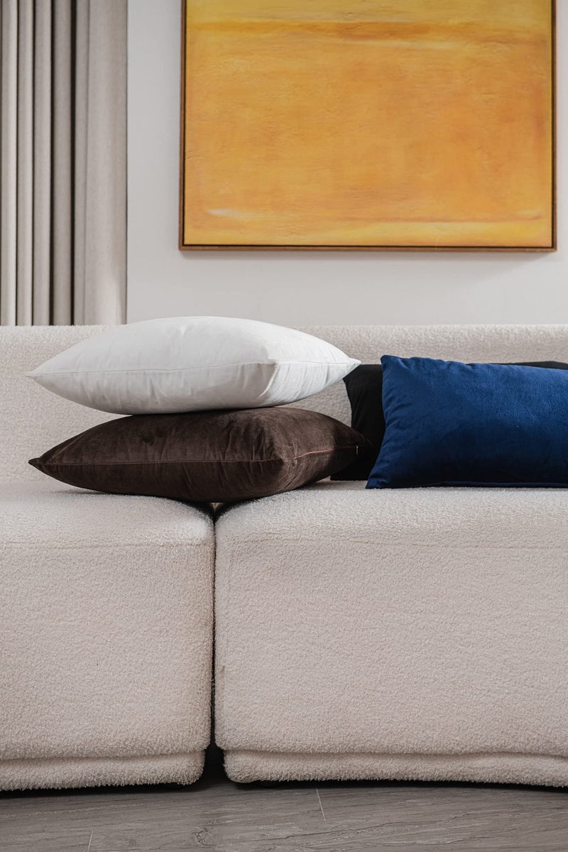 DEZENE Euro Sham Covers 24x24 Ivory White: Pack of 2 Cozy Soft Velvet Square Modern Luxury Decorative Throw Pillow Cases for Sofa Couch Living Room Bed Home Decor - Image 5